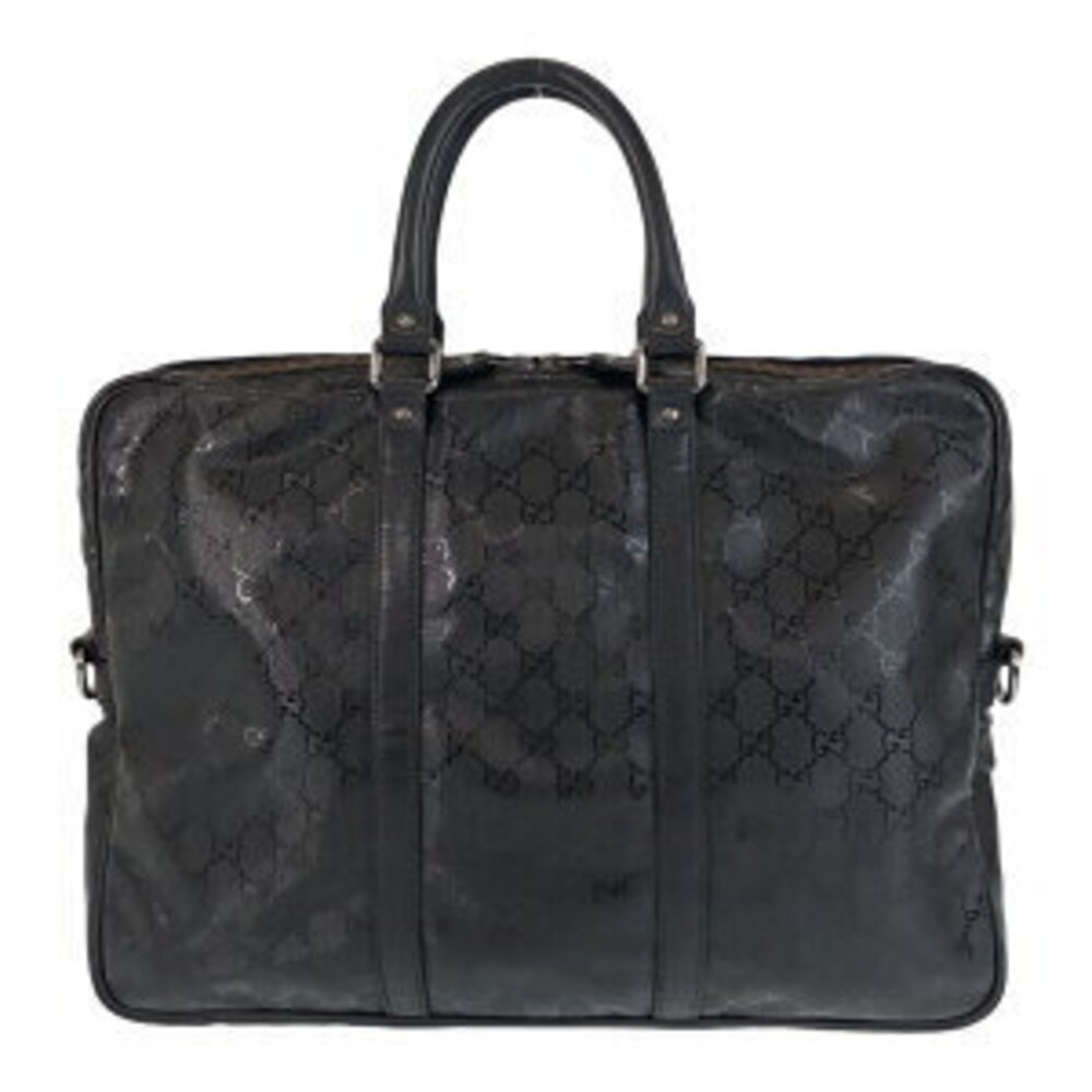 Gucci business GG leather black bag Imprime briefcase